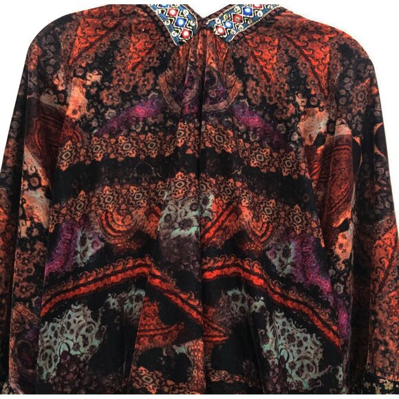 Soft Surroundings Boho Ruana Jacket Beaded Embroidered Velvet - Picture 8 of 15